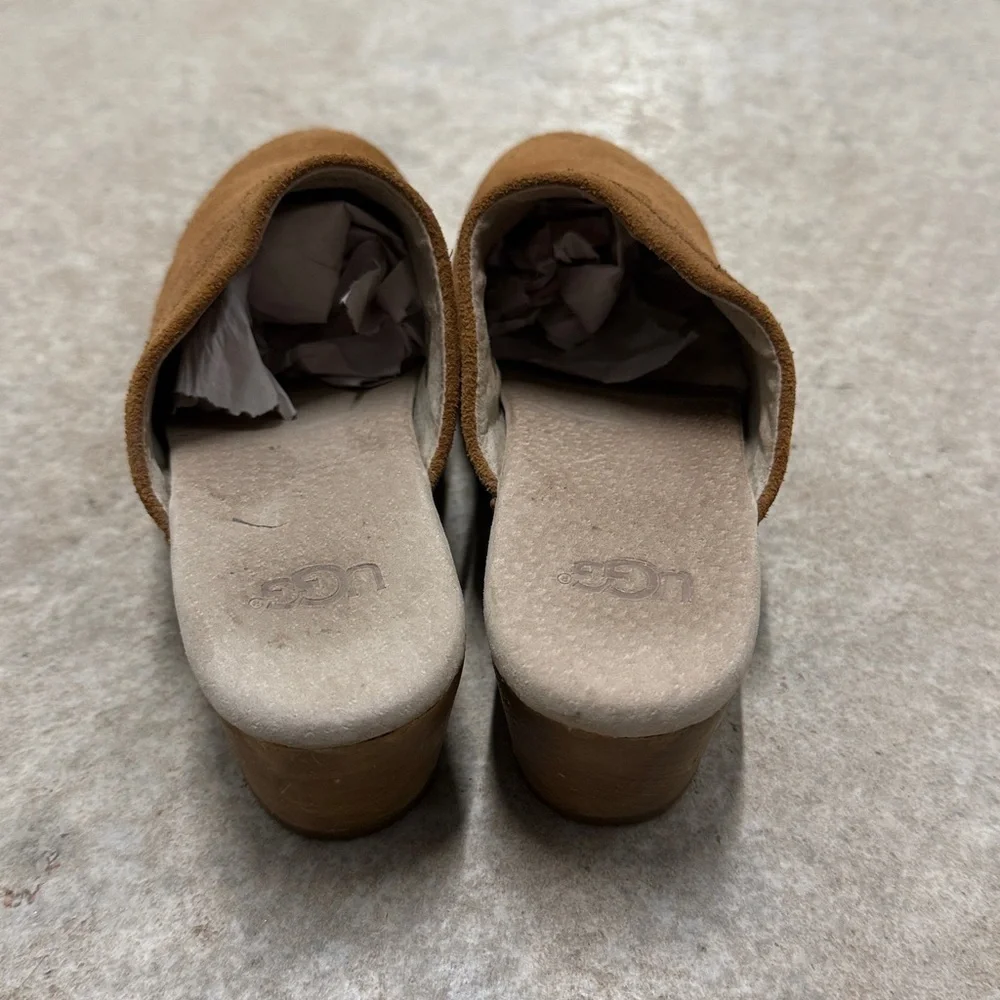 UGG Australia Girls Evie 3284 Chestnut Suede Shearling Clogs – Size 2 (3)